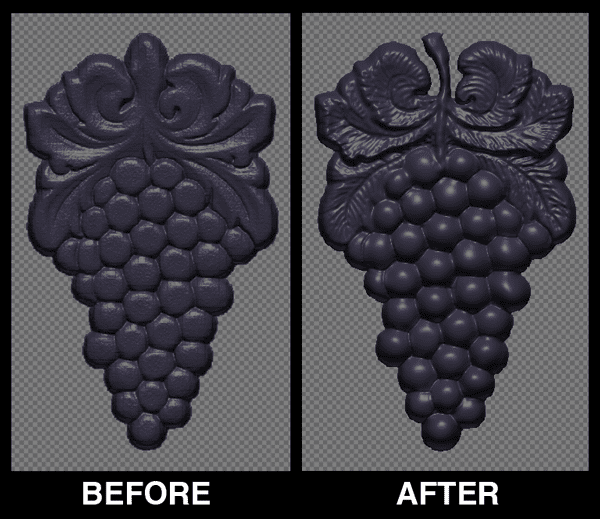 Sculptor before and after grapes